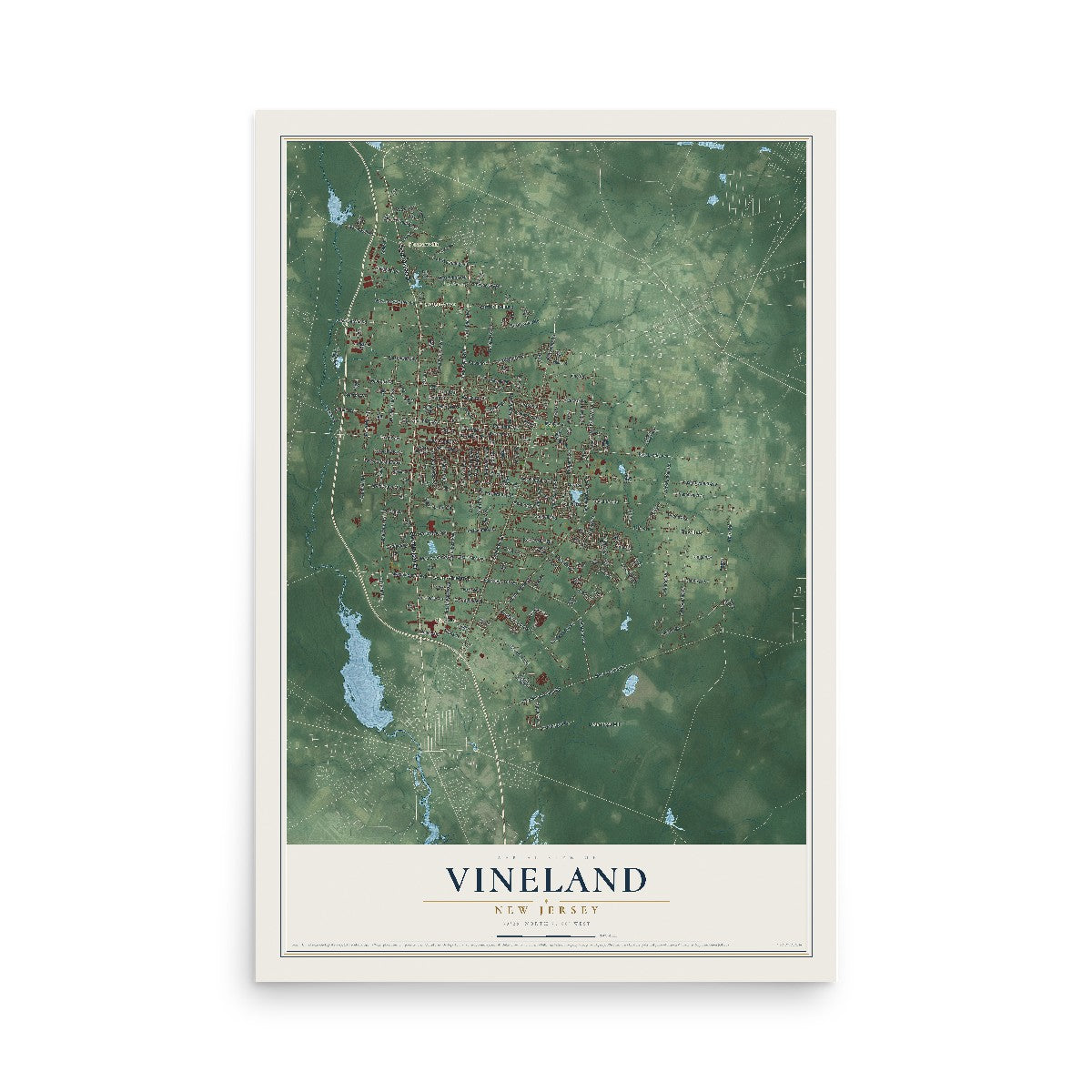 Vineland, New Jersey map print, 12" x 18" Archival Matte Print mockup