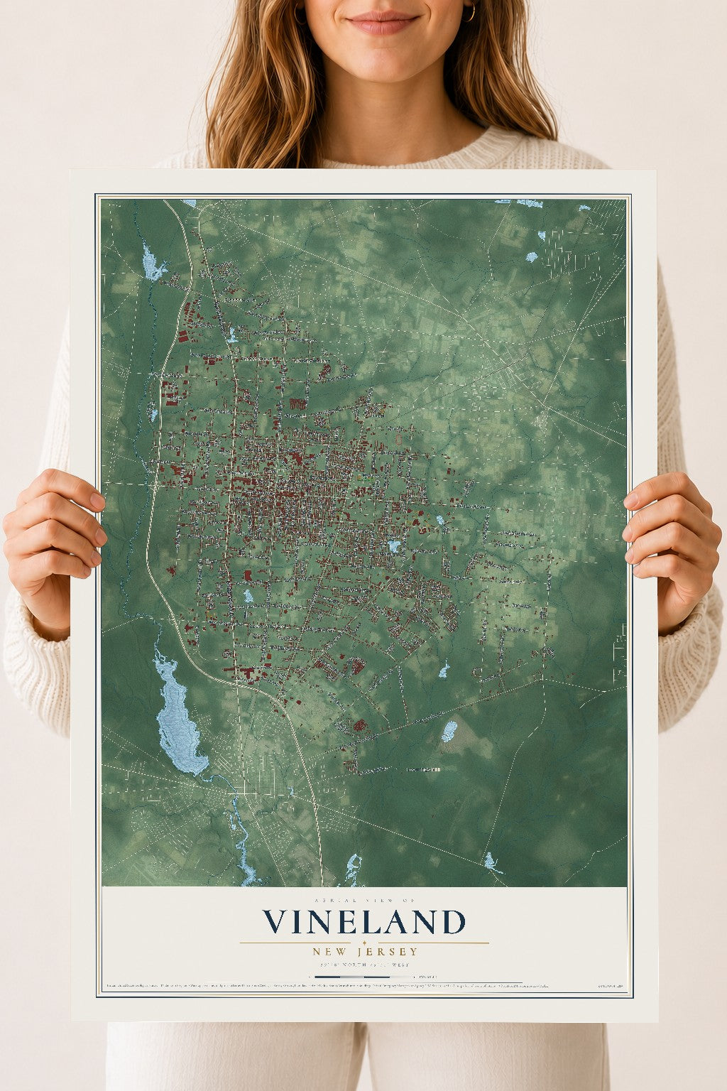 Vineland, New Jersey map print, 18" x 24" Archival Matte Print mockup