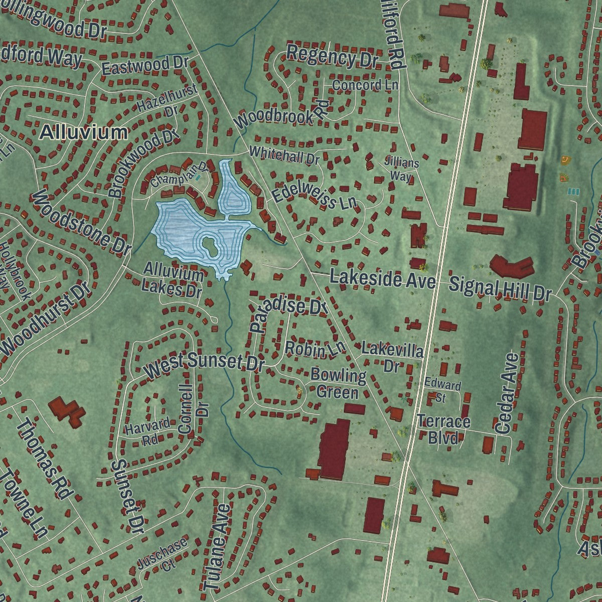Close-up 2 of the Voorhees, New Jersey map artwork