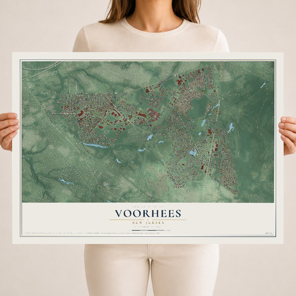 Voorhees, New Jersey map print, 18" x 24" Archival Matte Print mockup