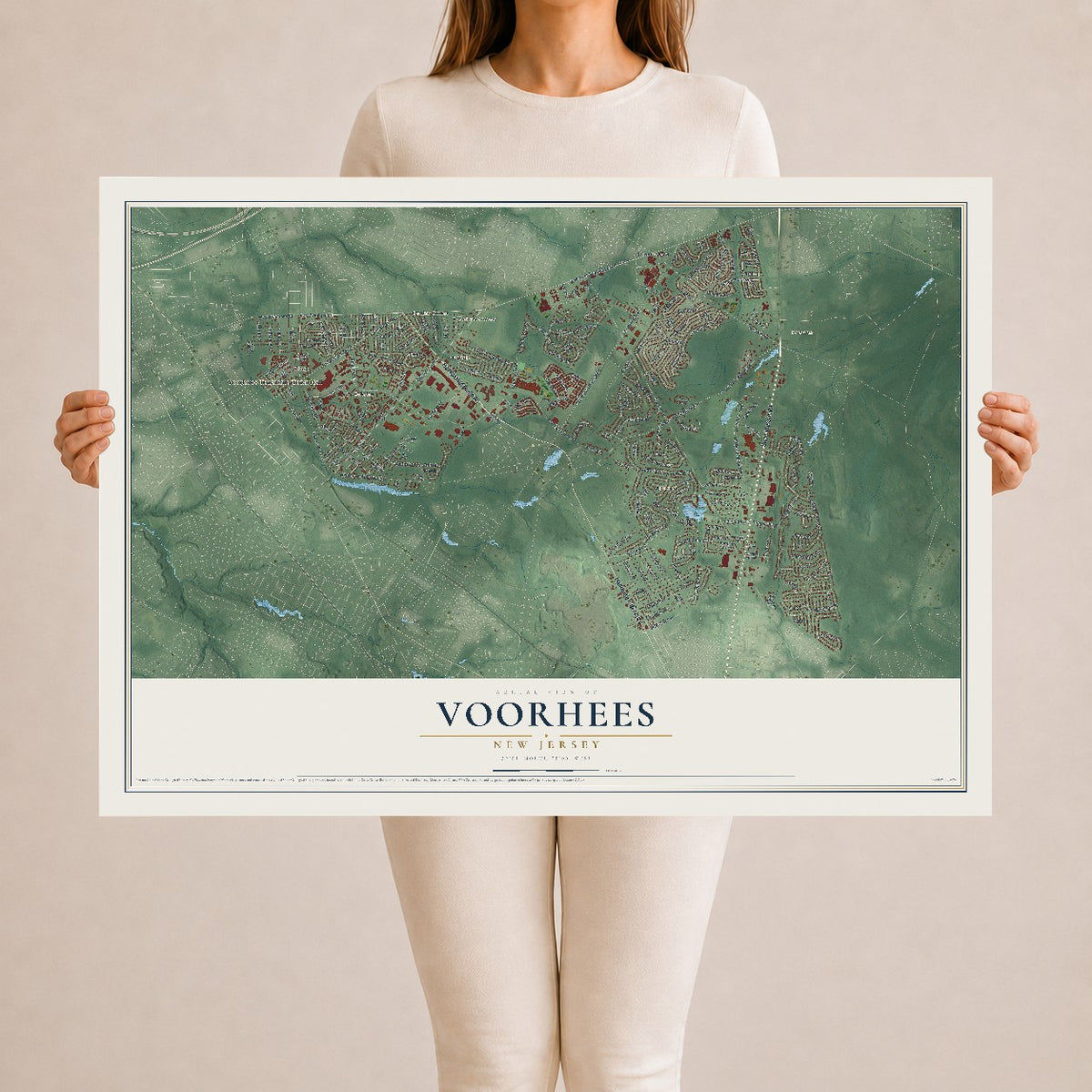 Voorhees, New Jersey map print, 24" x 36" Archival Matte Print mockup