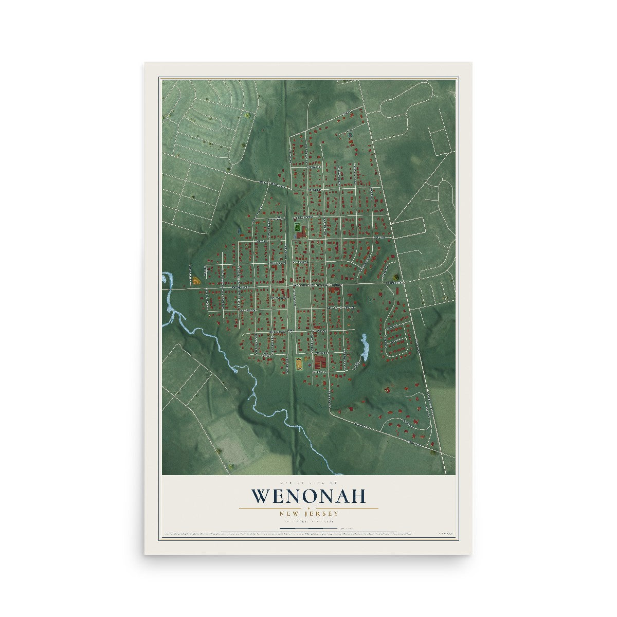 Map of Wenonah, New Jersey, 12 x 18 inch unframed archival matte print