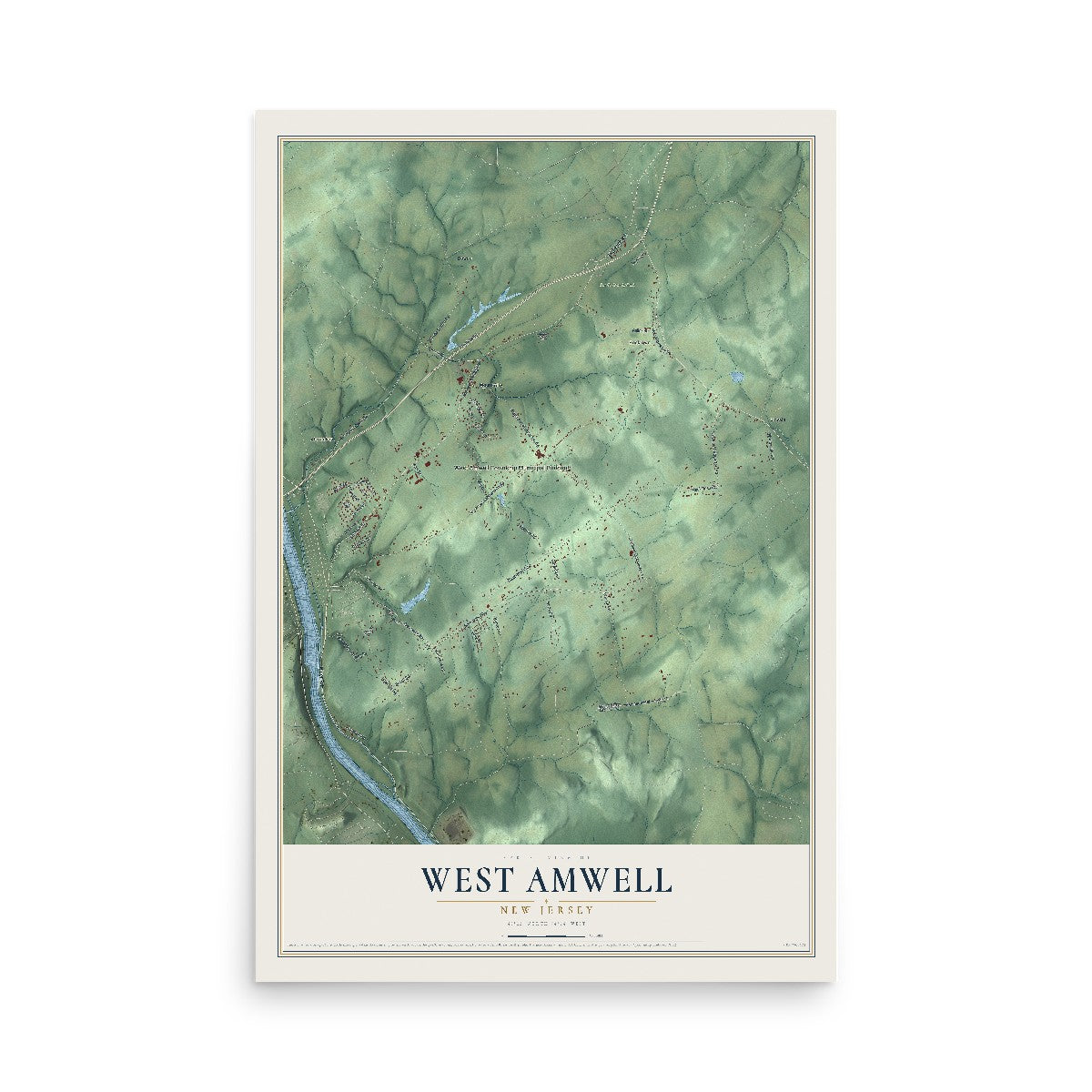West Amwell, New Jersey map print, 12" x 18" Archival Matte Print mockup