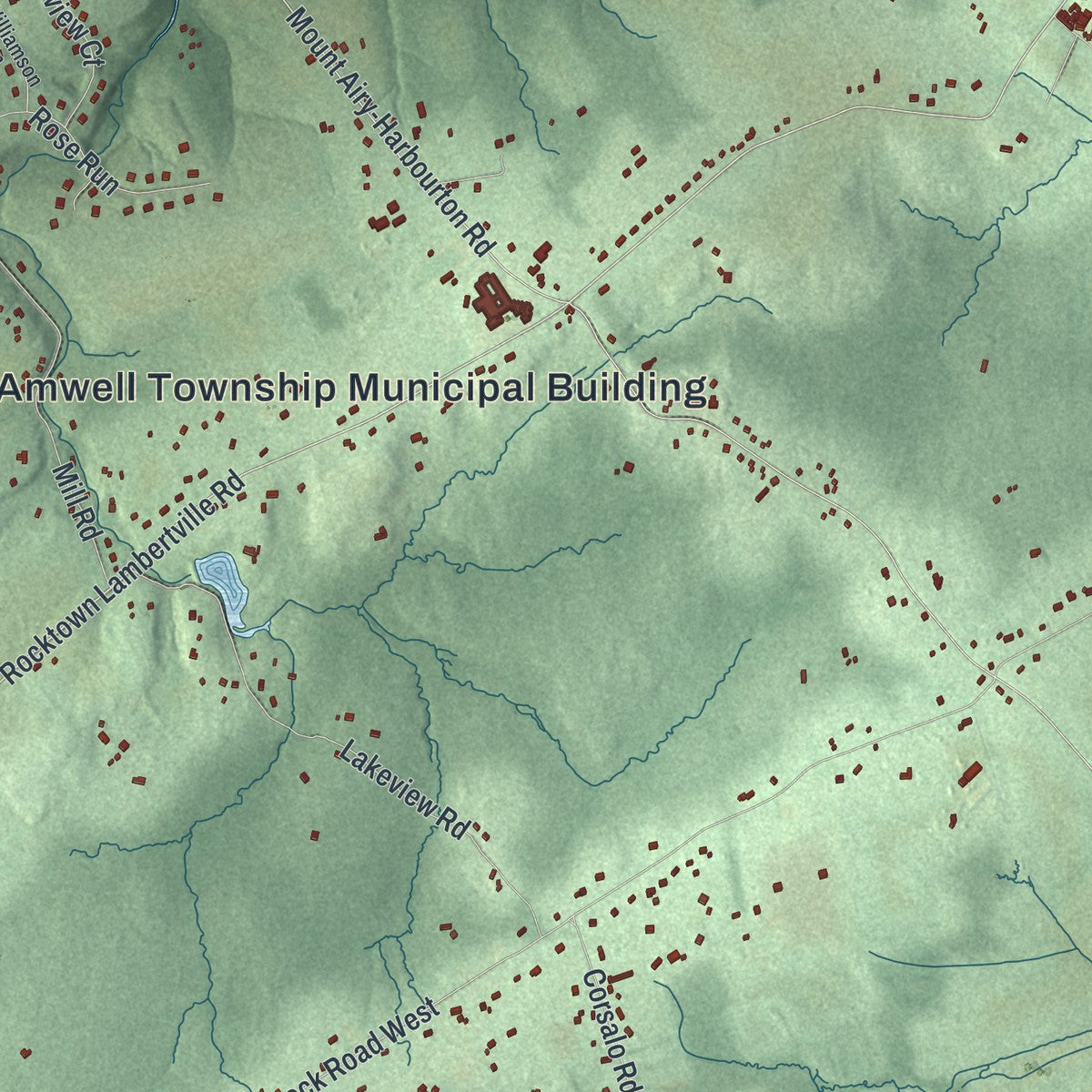 Close-up 2 of the West Amwell, New Jersey map artwork