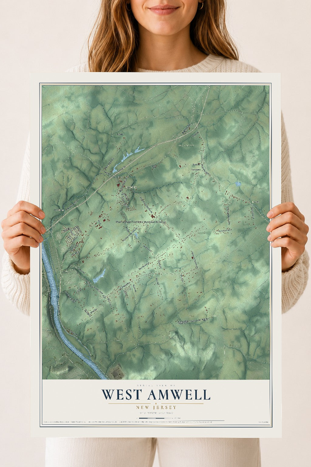 West Amwell, New Jersey map print, 18" x 24" Archival Matte Print mockup