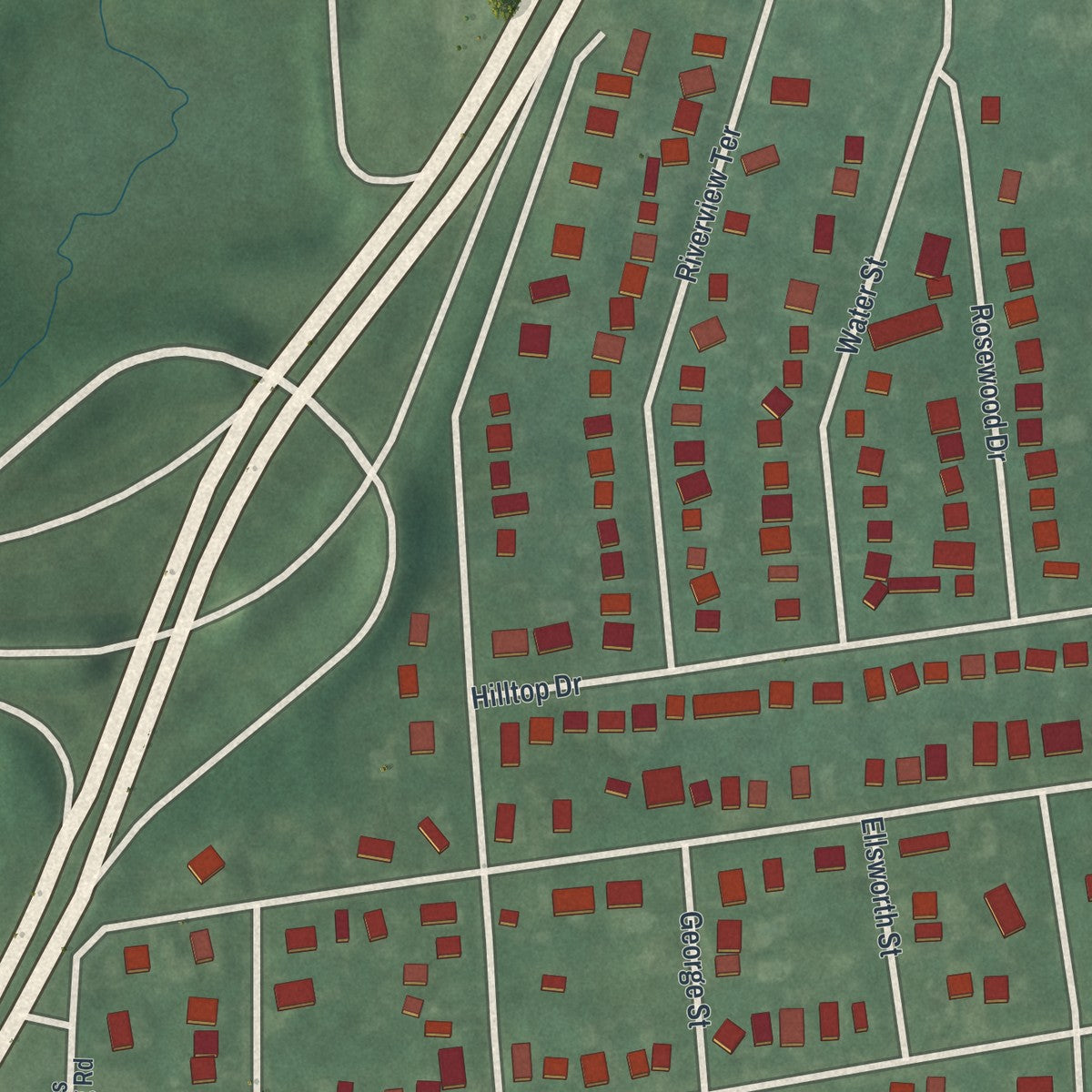 Close-up of the map of West Belmar, New Jersey print showing street and building detail