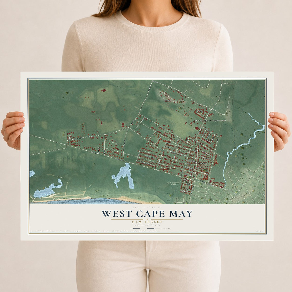 Map of West Cape May, New Jersey, 12 x 18 inch unframed archival matte print