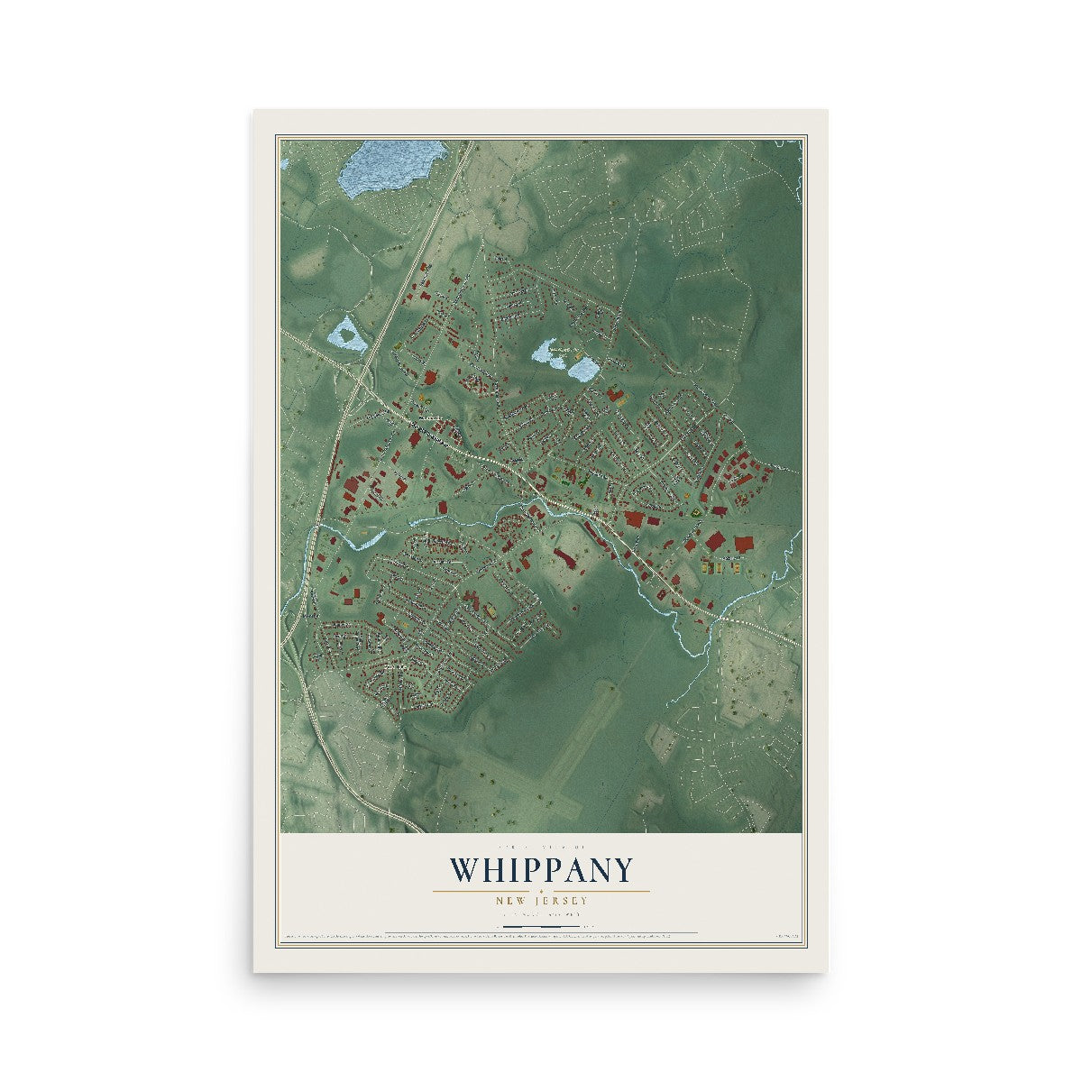 Whippany, New Jersey map print, 12" x 18" Archival Matte Print mockup