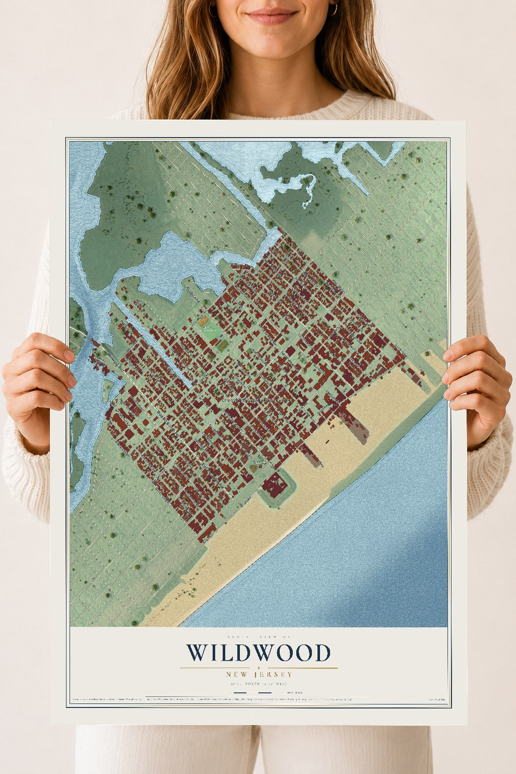 Wildwood, New Jersey map print, 18" x 24" Archival Matte Print mockup