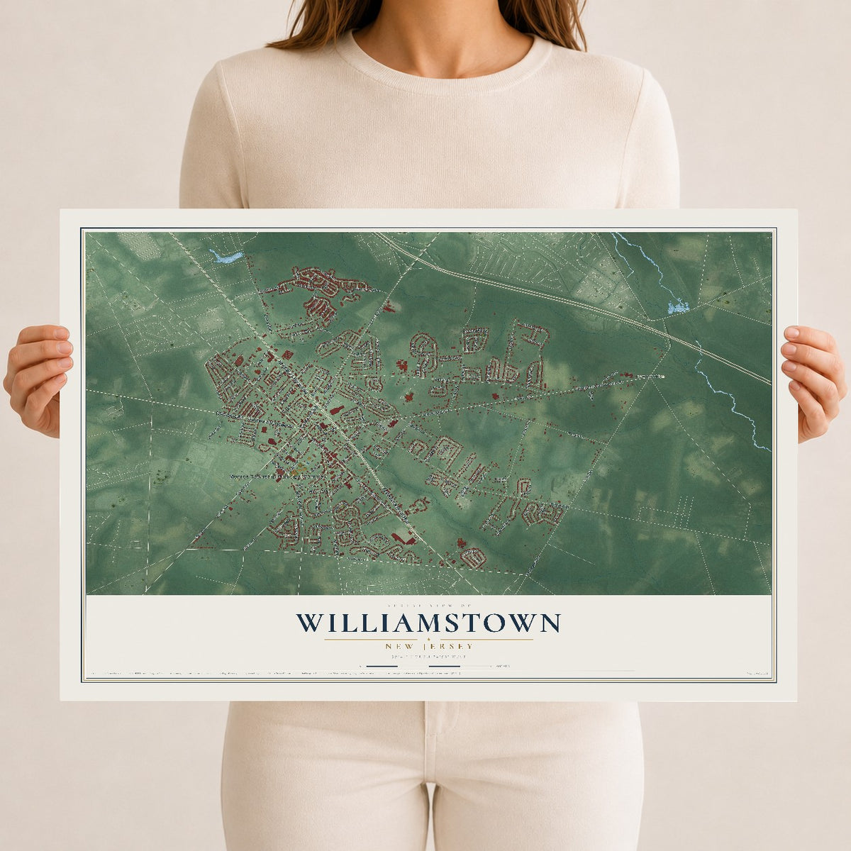 Williamstown, New Jersey map print, 12" x 18" Archival Matte Print mockup