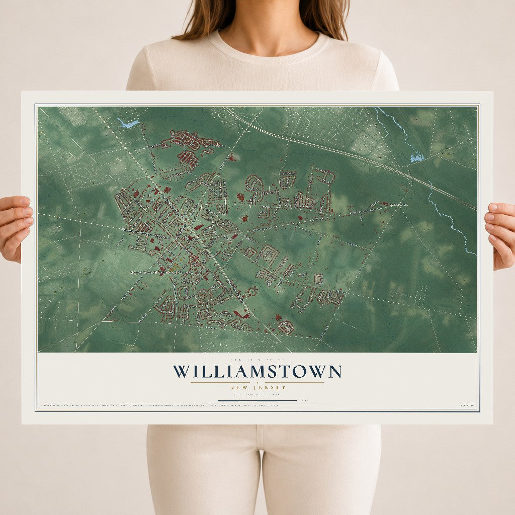 Williamstown, New Jersey map print, 18" x 24" Archival Matte Print mockup
