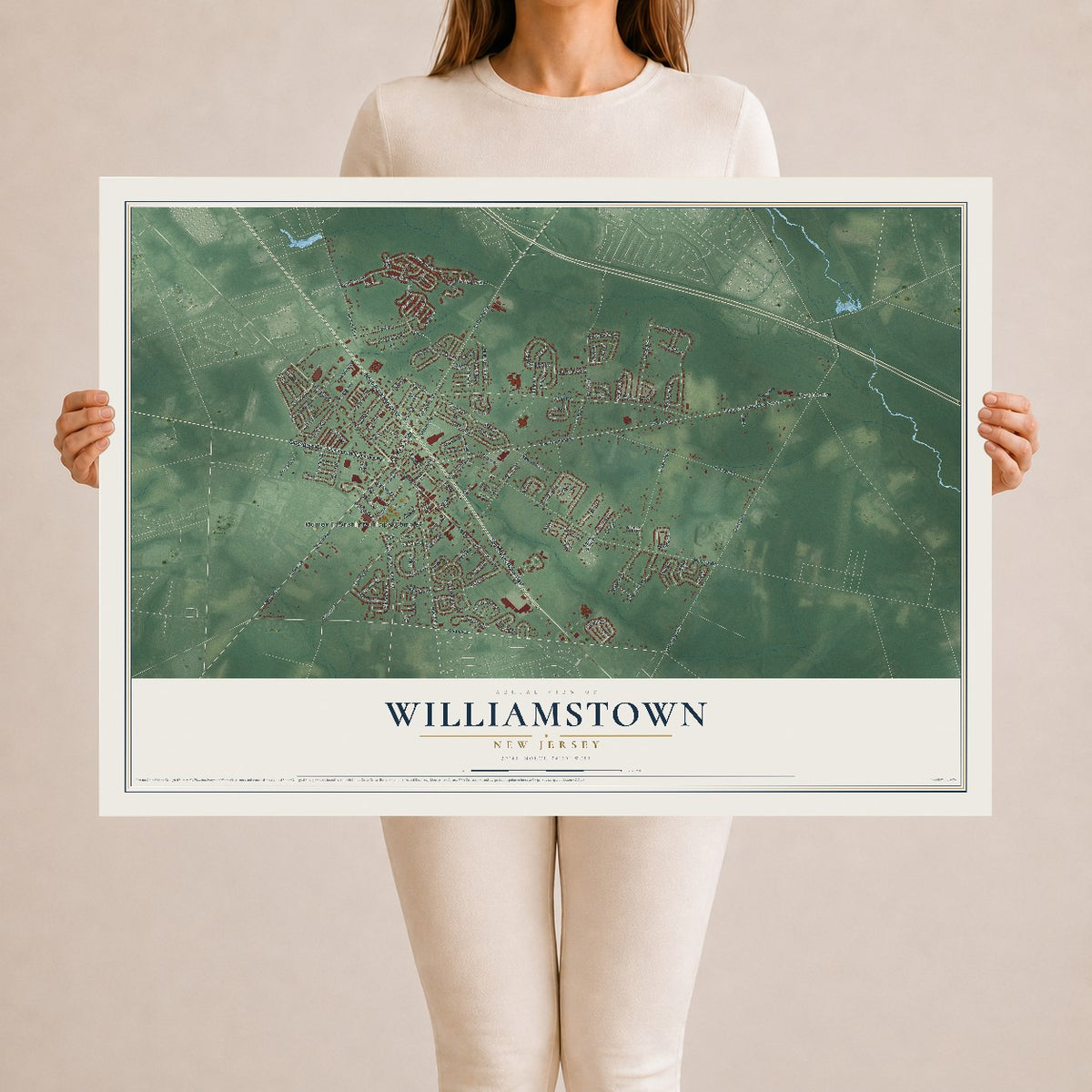 Williamstown, New Jersey map print, 24" x 36" Archival Matte Print mockup