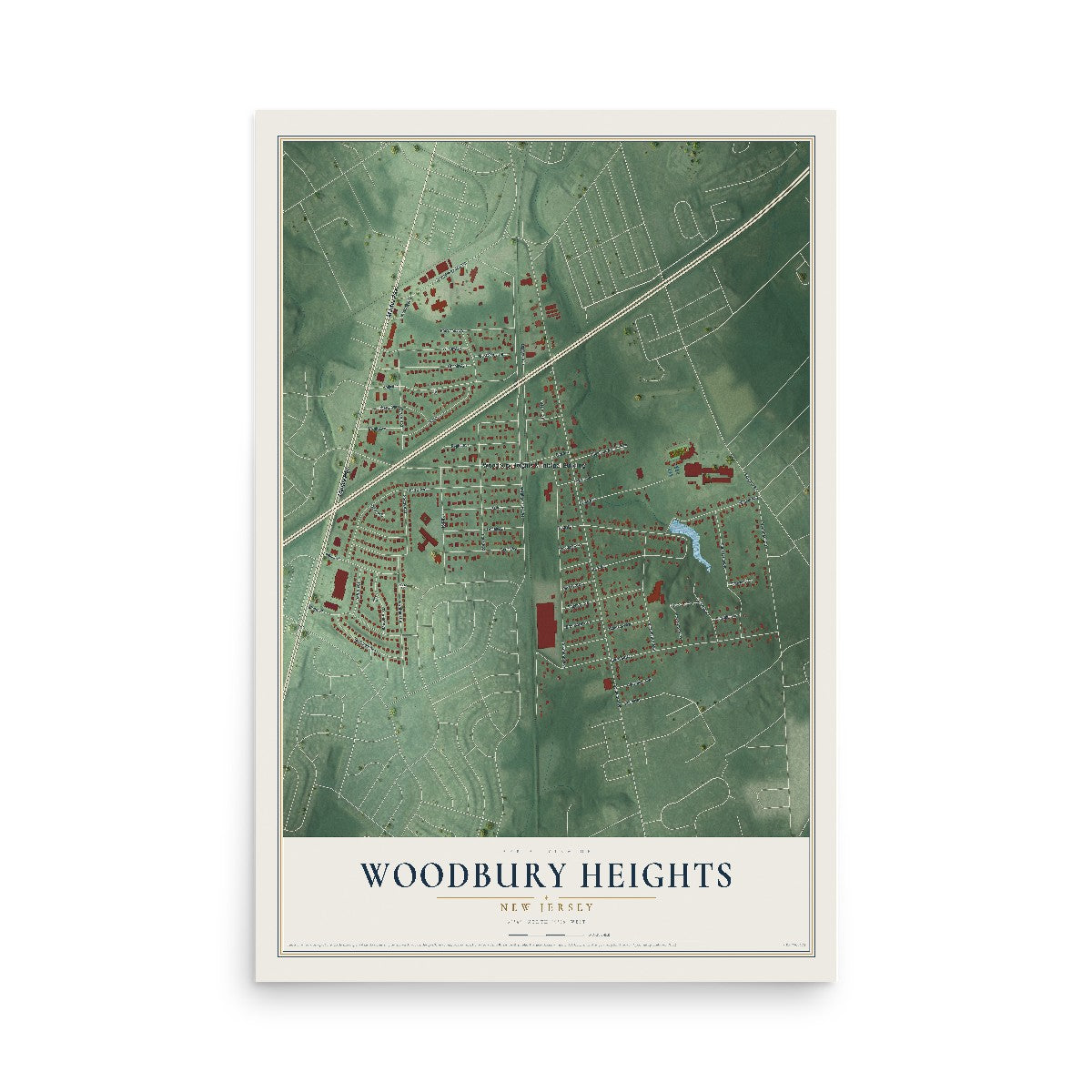 Woodbury Heights, New Jersey map print, 12" x 18" Archival Matte Print mockup