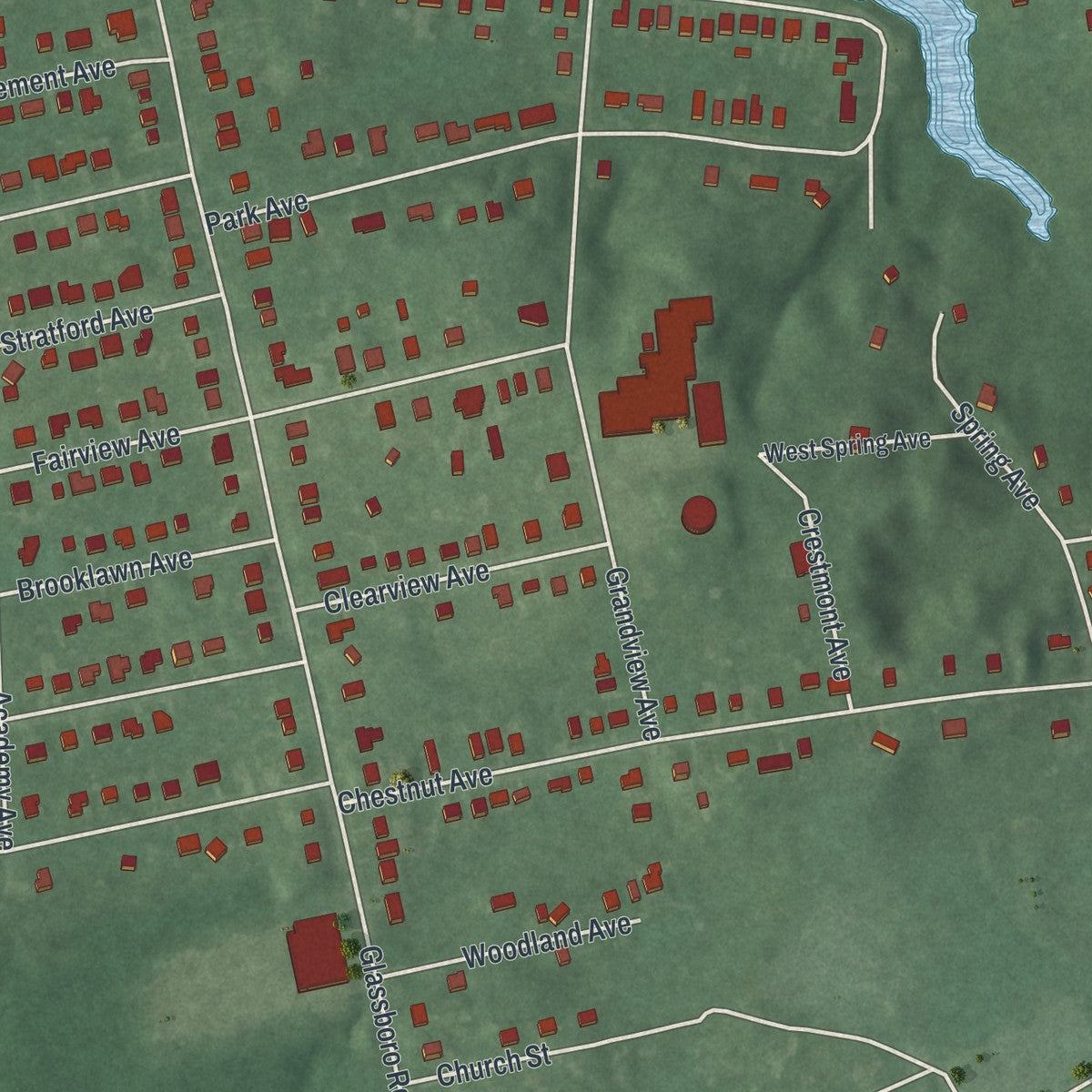 Close-up 2 of the Woodbury Heights, New Jersey map artwork