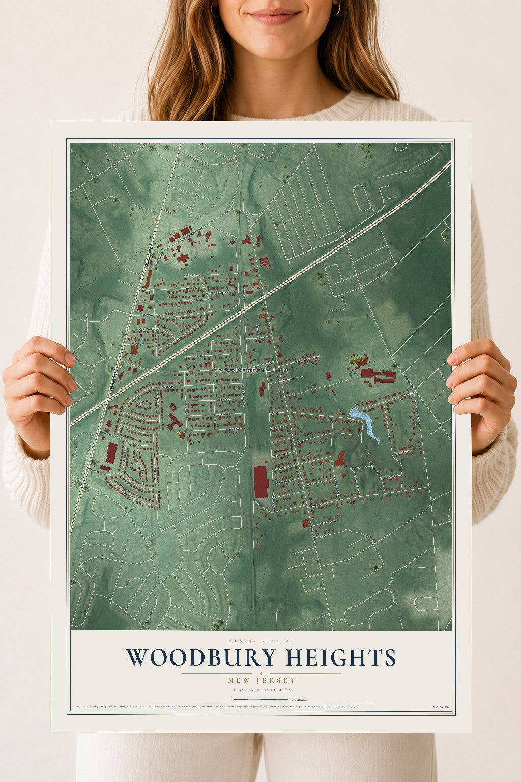 Woodbury Heights, New Jersey map print, 18" x 24" Archival Matte Print mockup