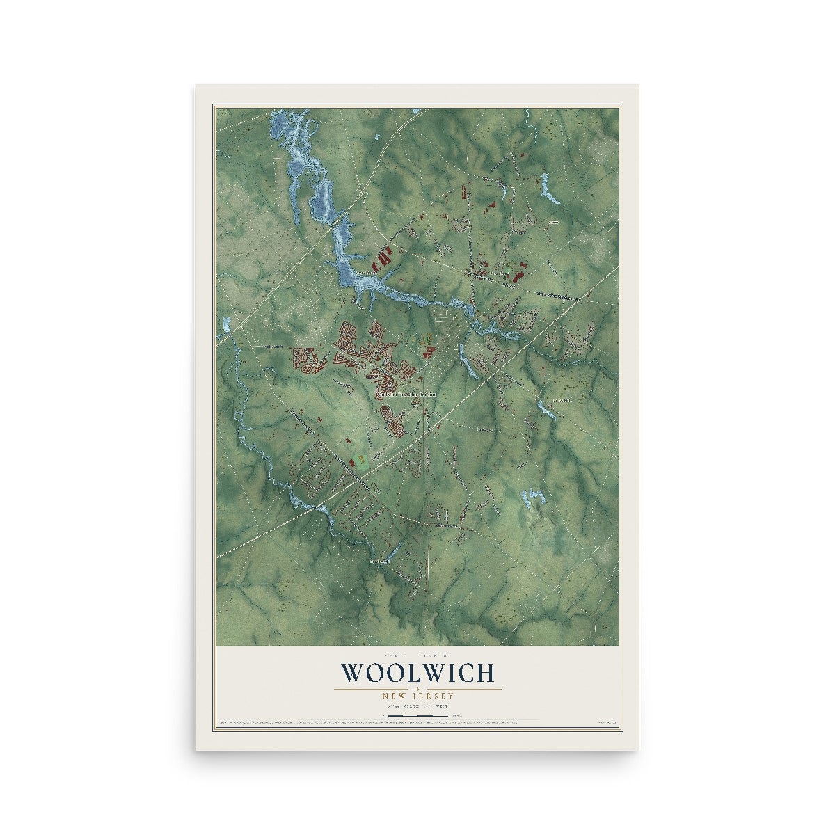 Woolwich, New Jersey map print, 12" x 18" Archival Matte Print mockup