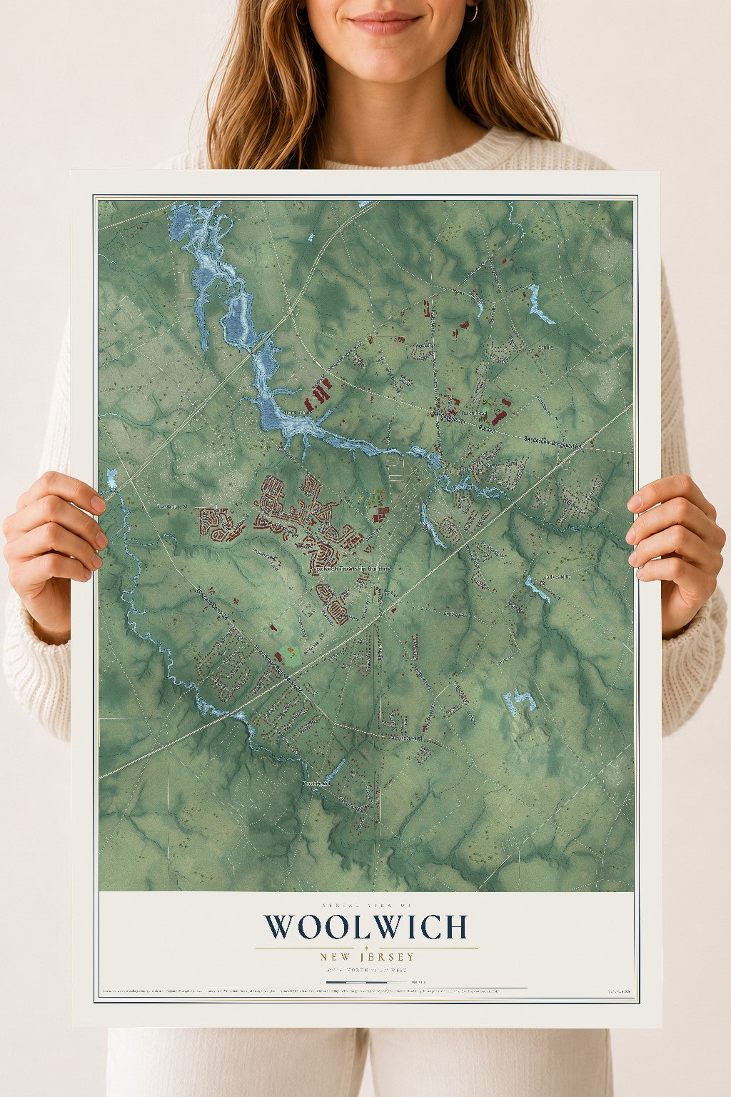 Woolwich, New Jersey map print, 18" x 24" Archival Matte Print mockup