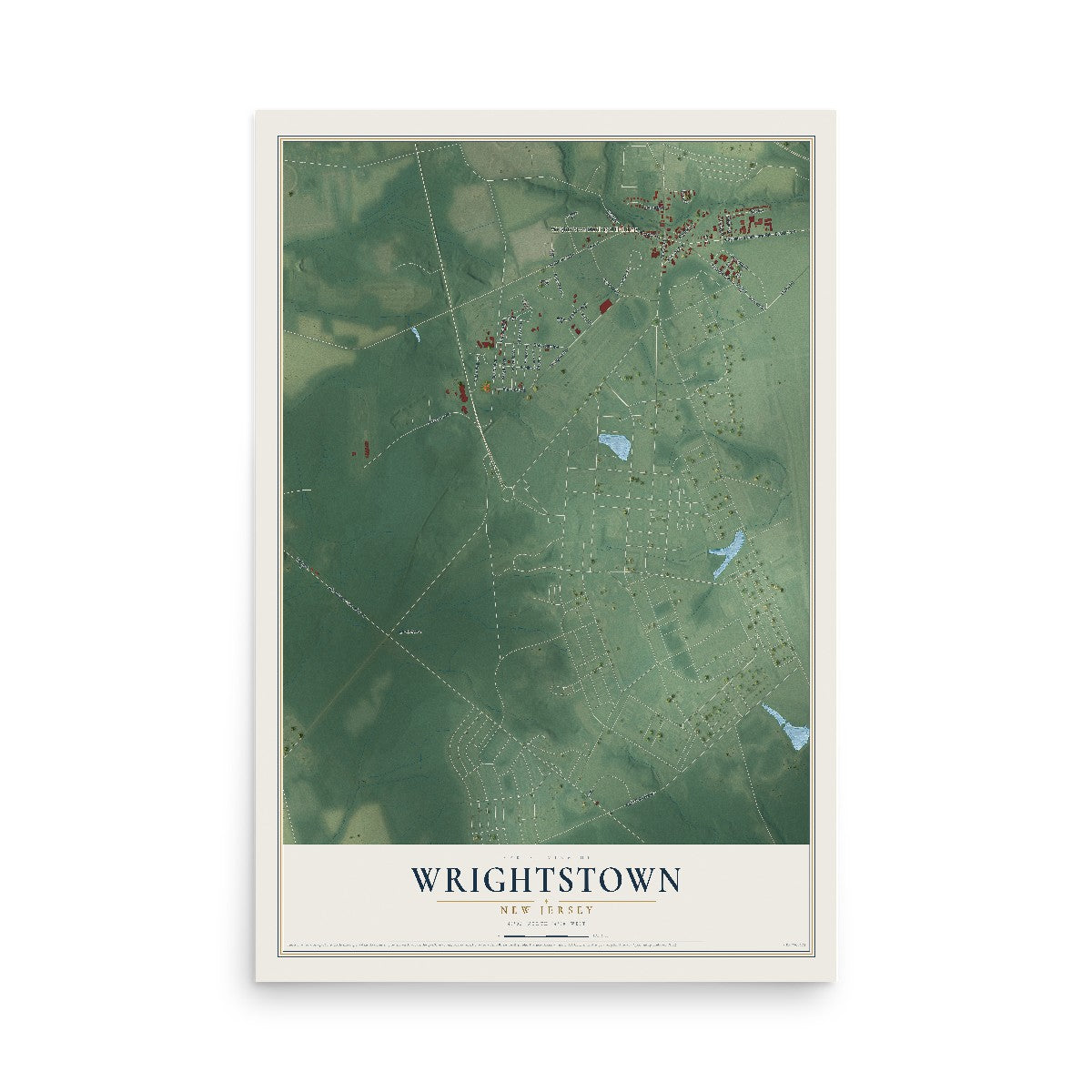 Wrightstown, New Jersey map print, 12" x 18" Archival Matte Print mockup