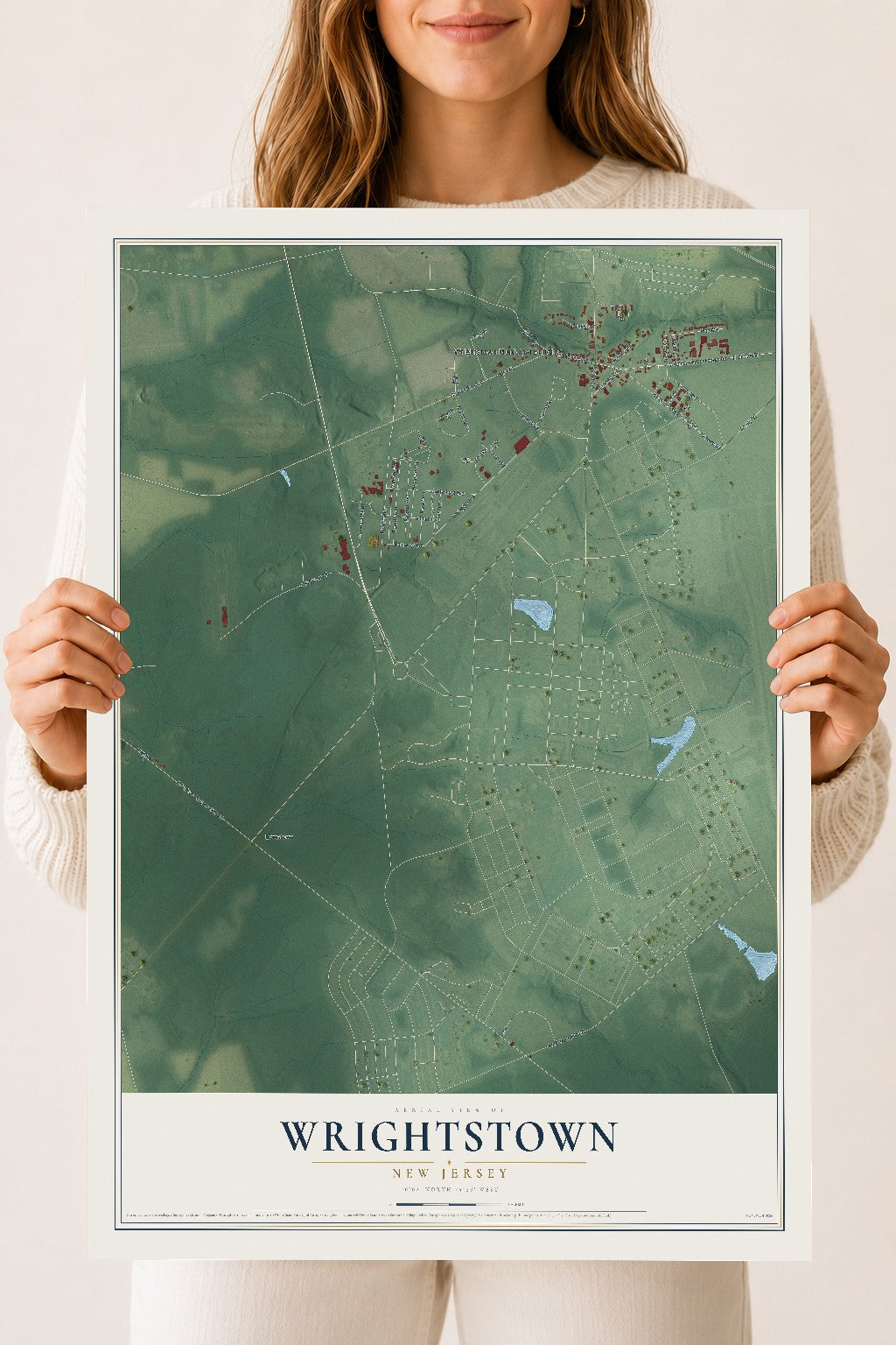 Wrightstown, New Jersey map print, 18" x 24" Archival Matte Print mockup