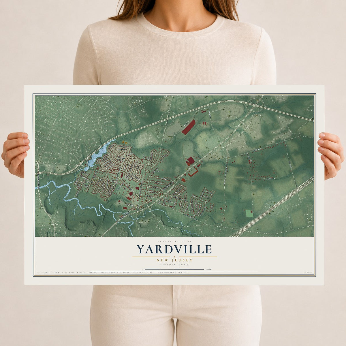 Yardville, New Jersey map print, 12" x 18" Archival Matte Print mockup