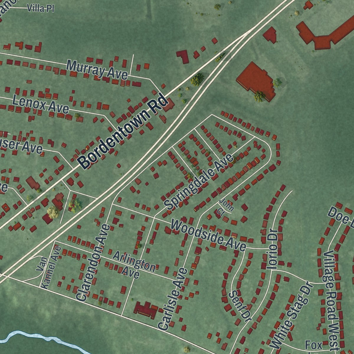 Close-up 2 of the Yardville, New Jersey map artwork