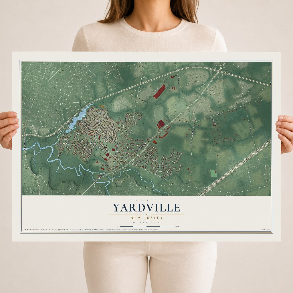 Yardville, New Jersey map print, 18" x 24" Archival Matte Print mockup