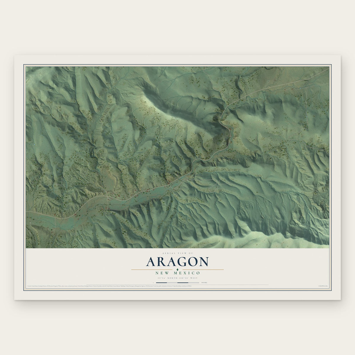 Aragon, New Mexico map print, the full design