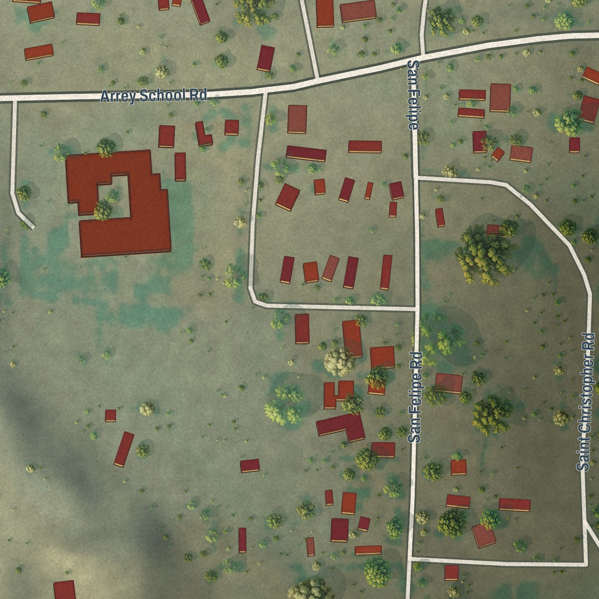 Close-up of the map of Arrey, New Mexico print showing street and building detail