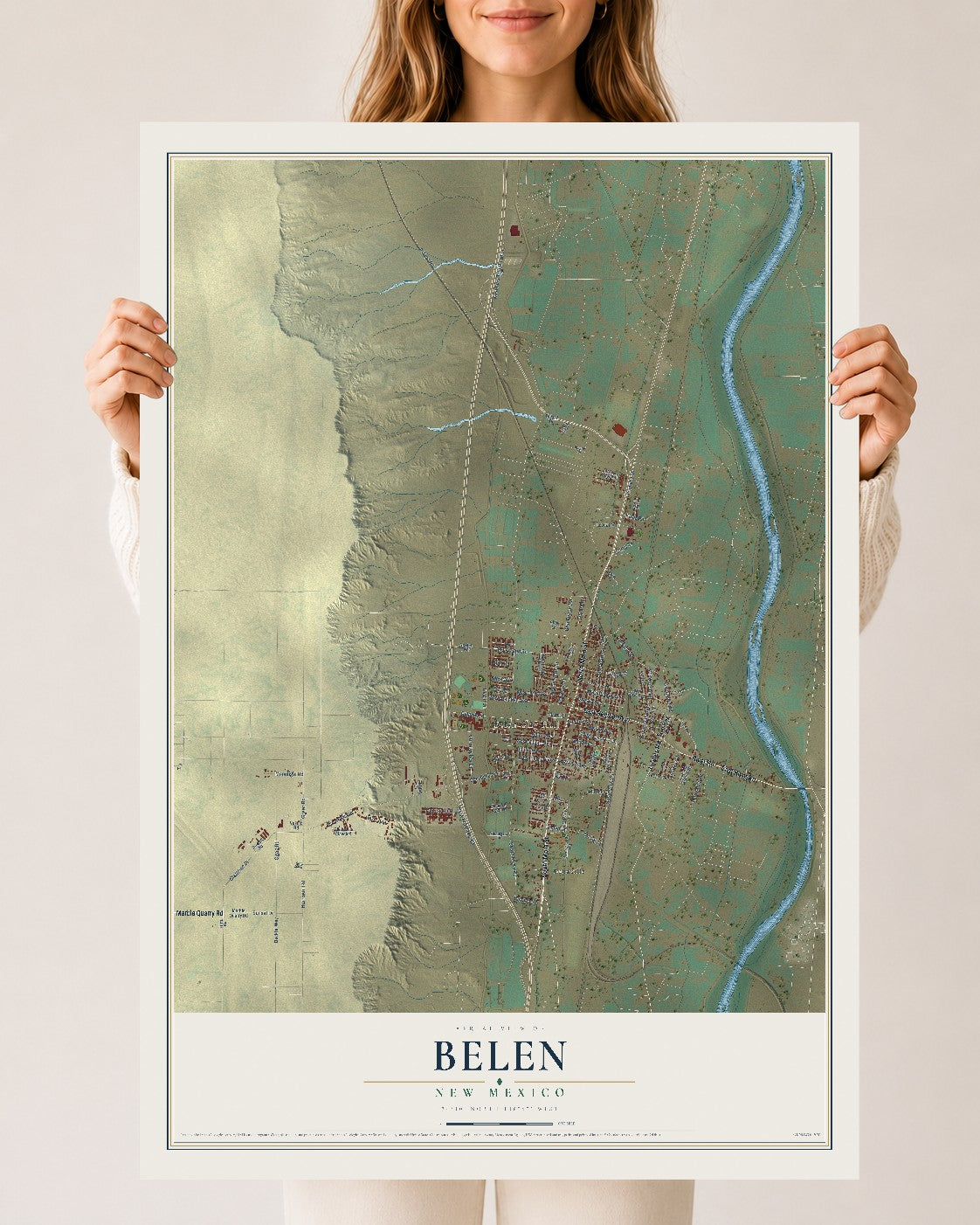 Map of Belen, New Mexico, 24 x 36 inch unframed archival matte print
