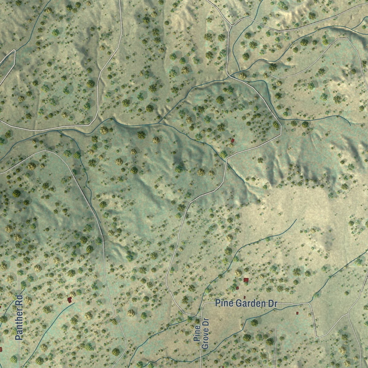 Close-up of the map of Bread Springs, New Mexico print showing street and building detail