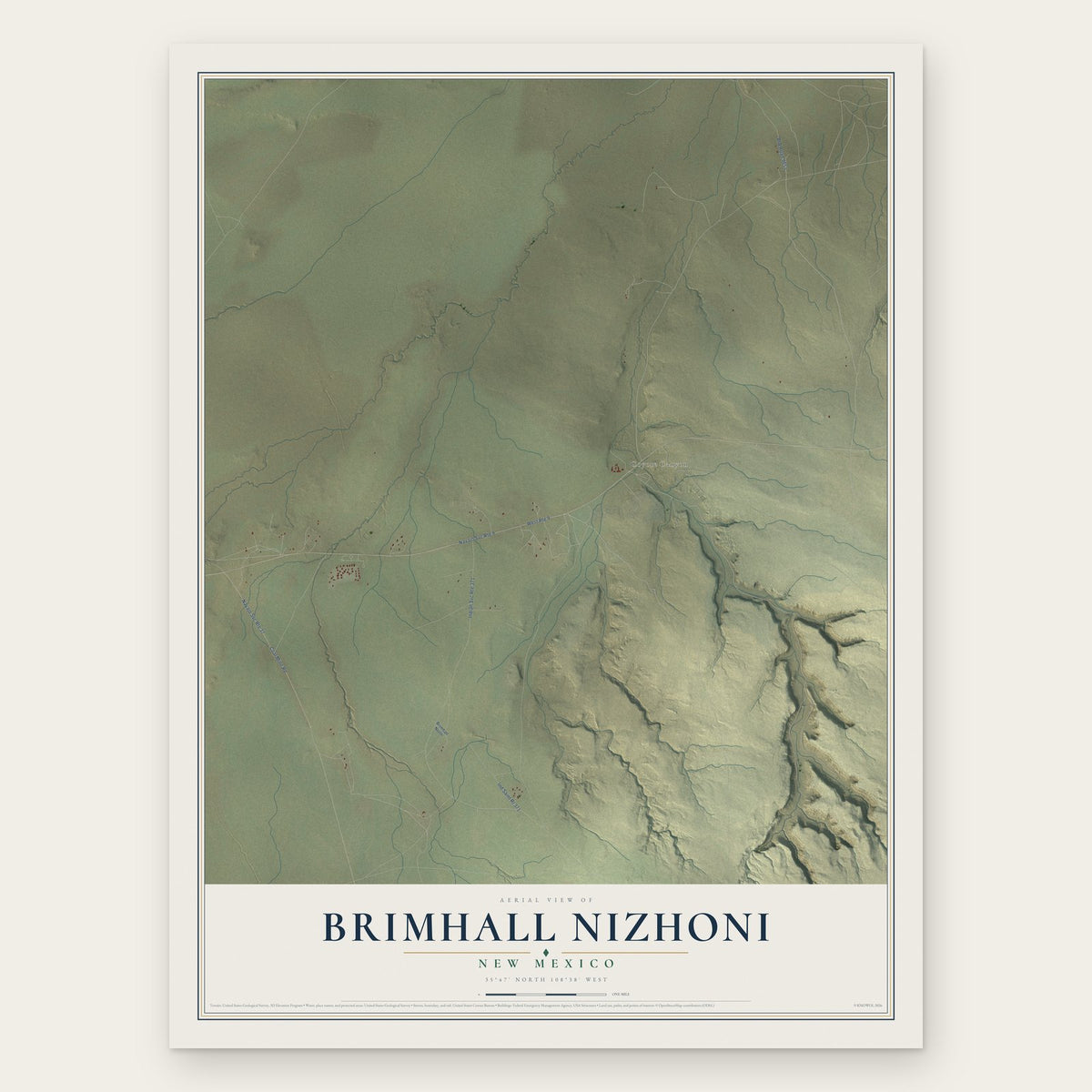 Brimhall Nizhoni, New Mexico map print, the full design