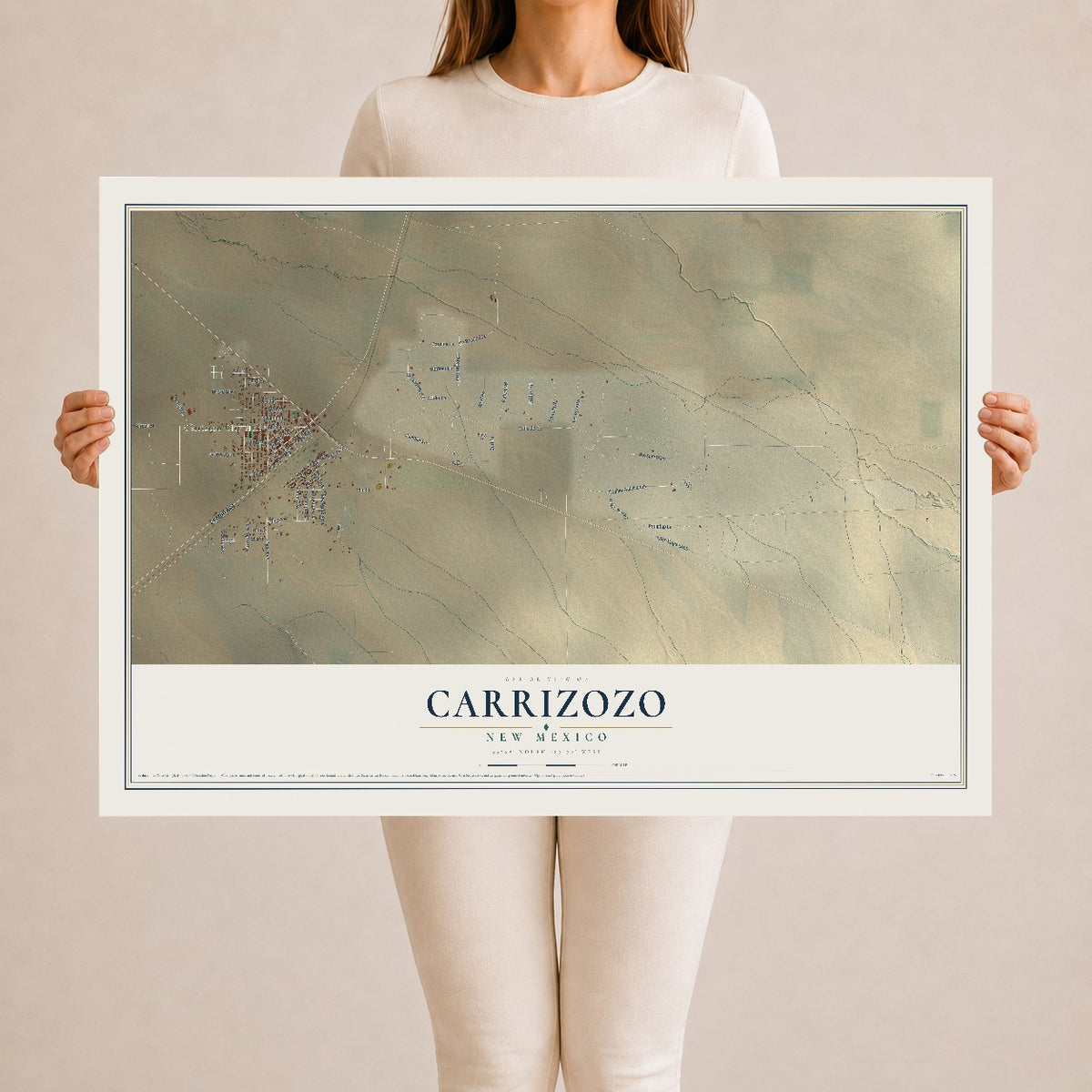 Map of Carrizozo, New Mexico, 24 x 36 inch unframed archival matte print