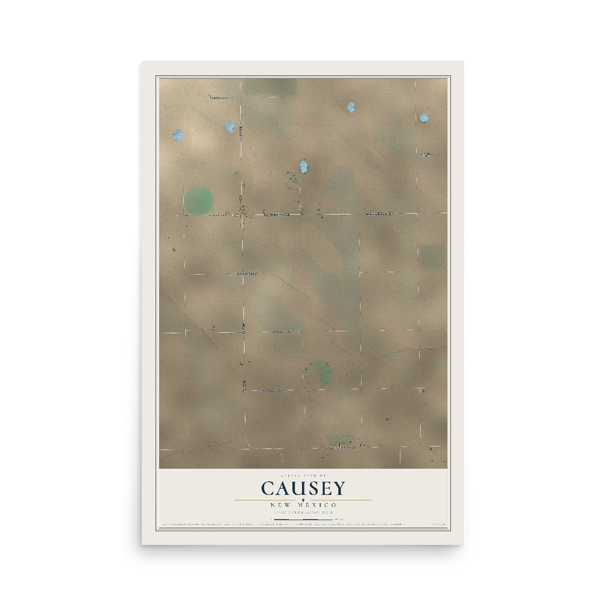 Map of Causey, New Mexico, 12 x 18 inch unframed archival matte print