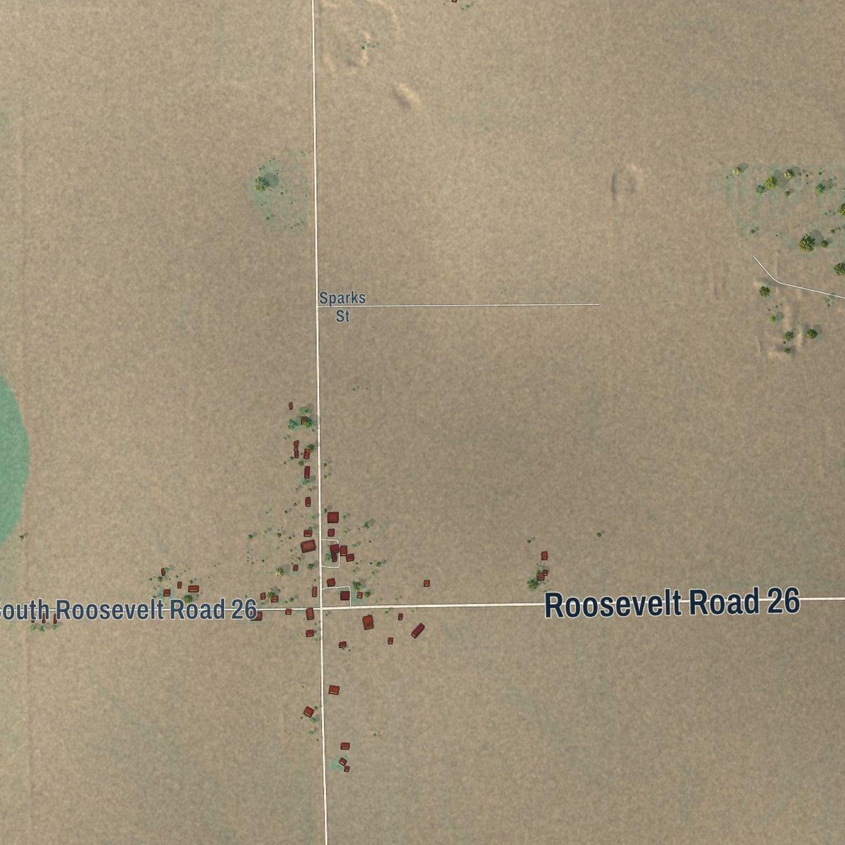 Second close-up of the map of Causey, New Mexico print showing more streets and buildings