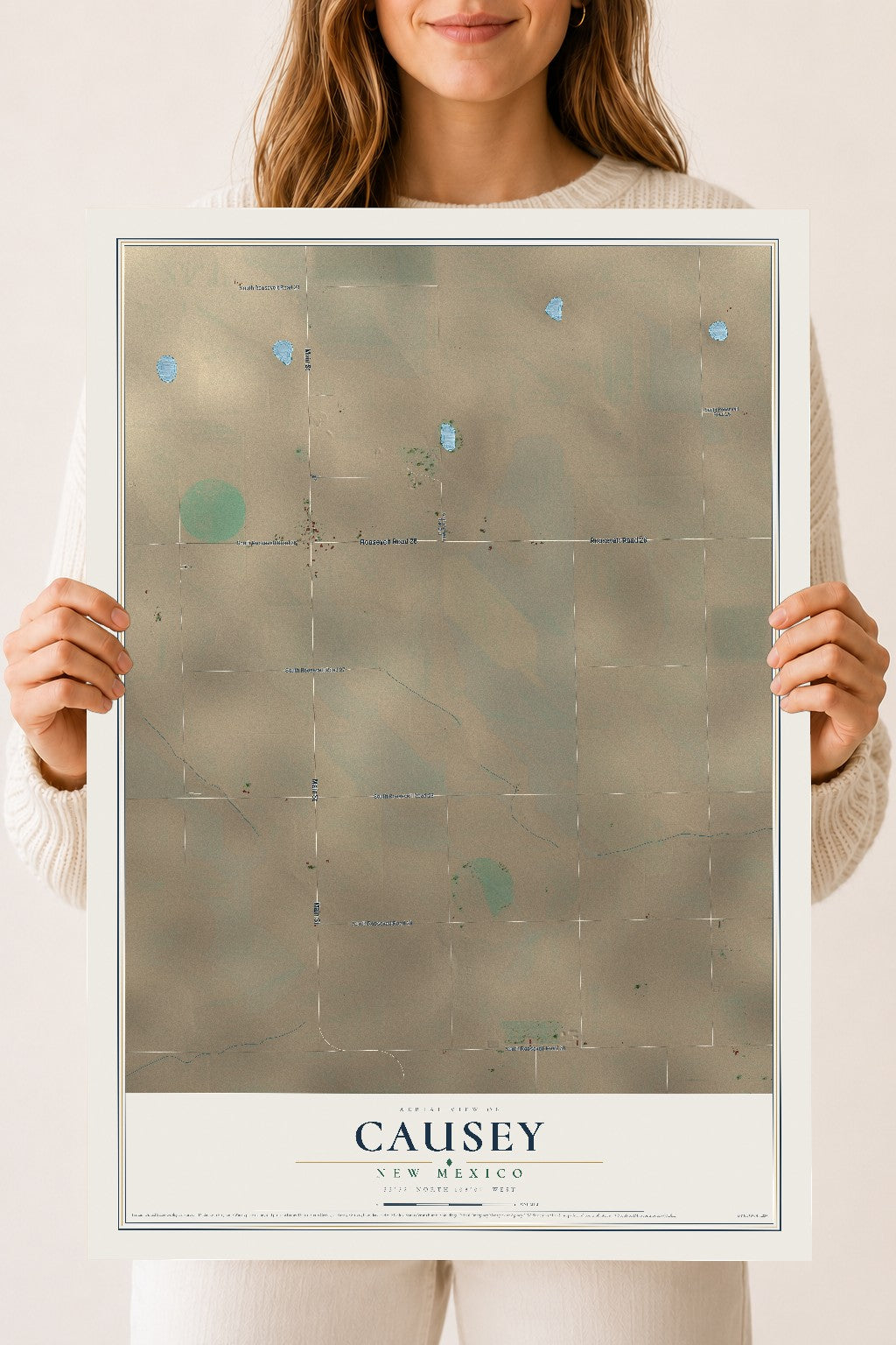 Map of Causey, New Mexico, 18 x 24 inch unframed archival matte print