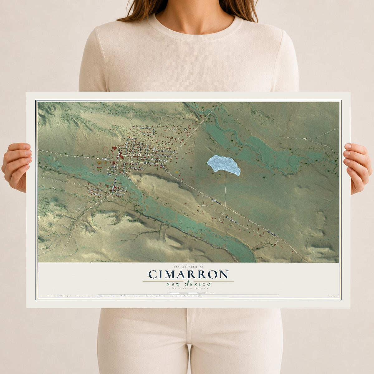 Map of Cimarron, New Mexico, 12 x 18 inch unframed archival matte print