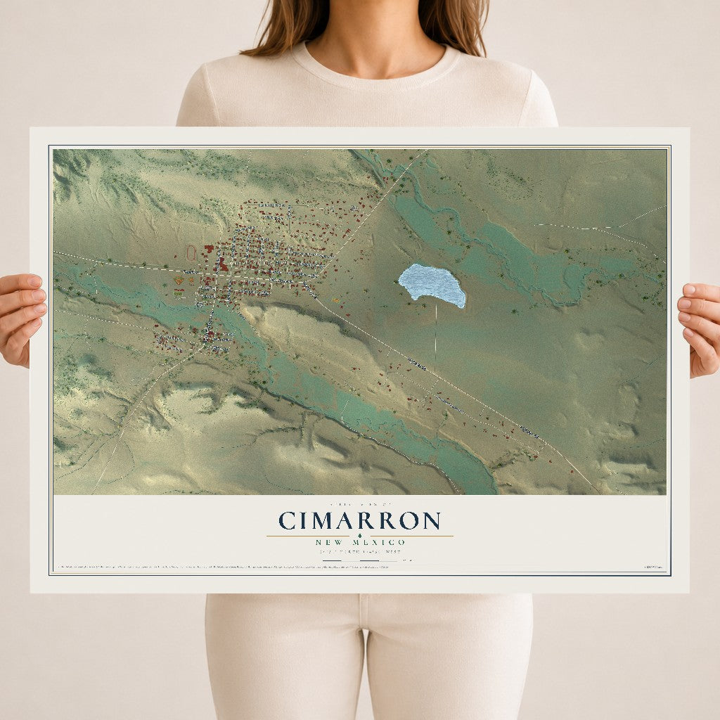 Map of Cimarron, New Mexico, 18 x 24 inch unframed archival matte print