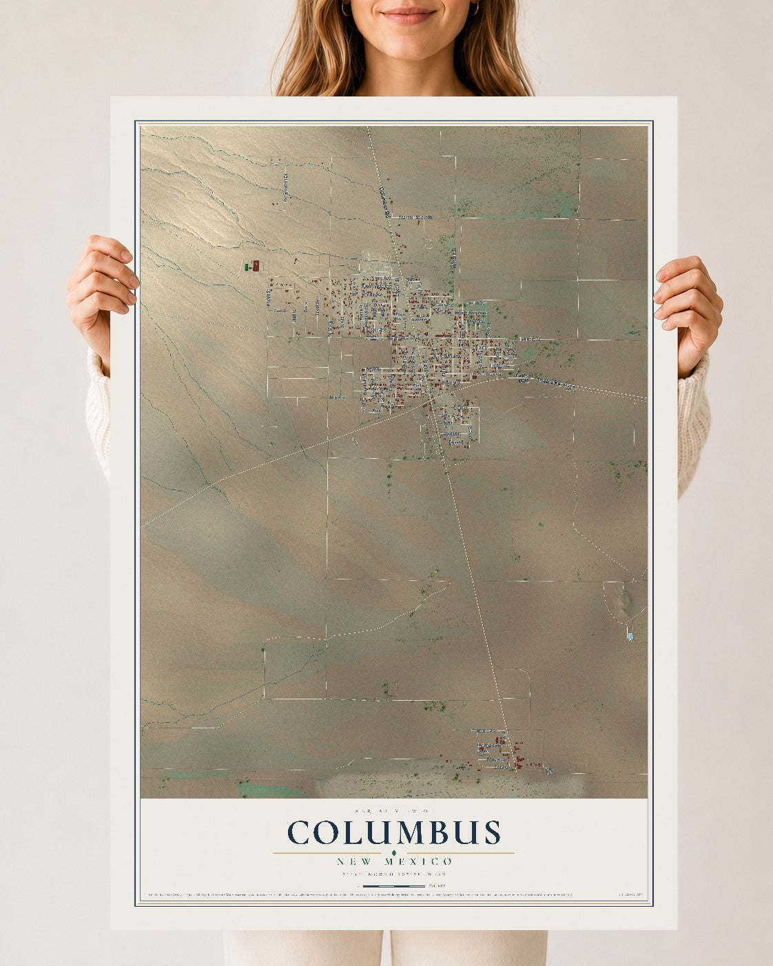 Map of Columbus, New Mexico, 24 x 36 inch unframed archival matte print