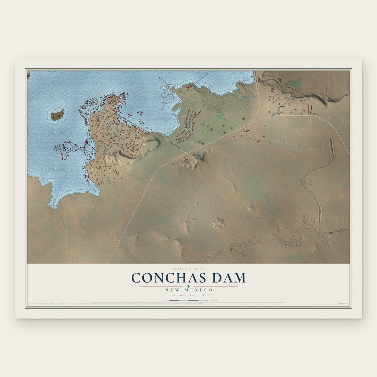 Conchas Dam, New Mexico map print, the full design