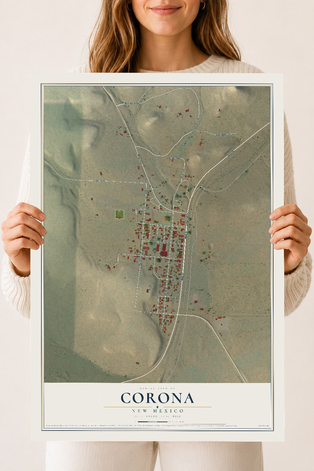 Map of Corona, New Mexico, 18 x 24 inch unframed archival matte print