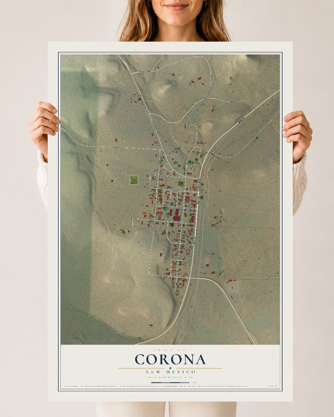 Map of Corona, New Mexico, 24 x 36 inch unframed archival matte print