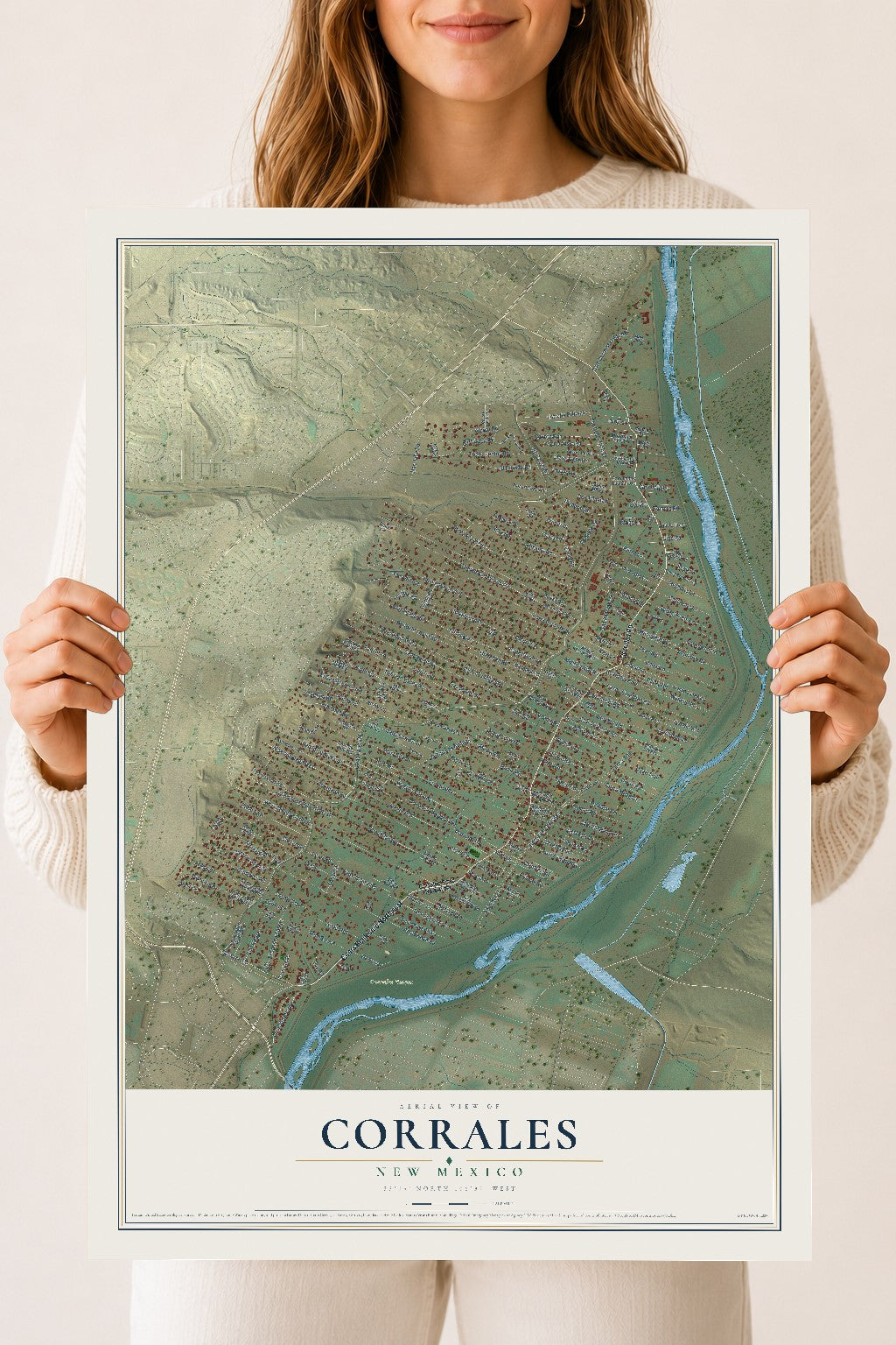 Map of Corrales, New Mexico, 18 x 24 inch unframed archival matte print