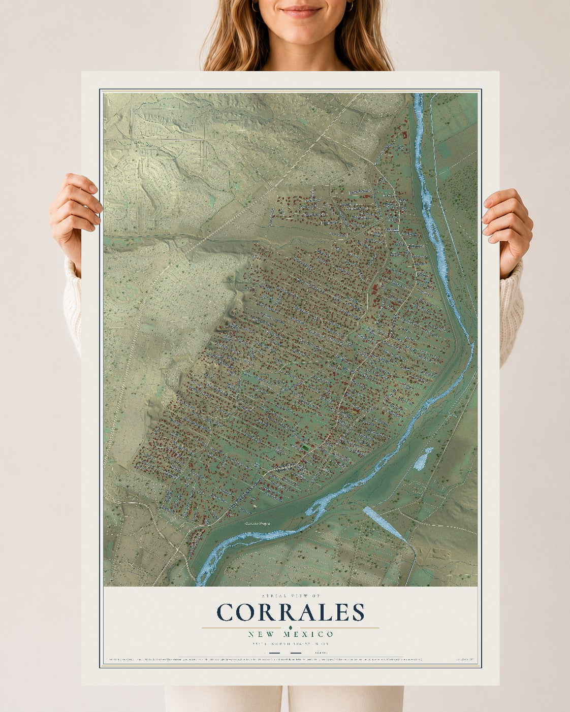 Map of Corrales, New Mexico, 24 x 36 inch unframed archival matte print