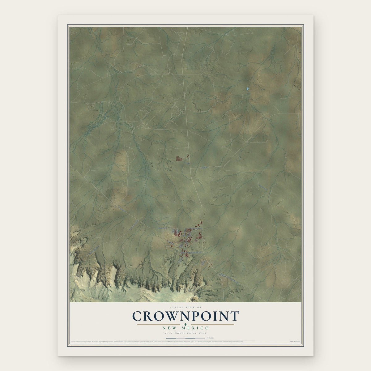 Crownpoint, New Mexico map print, the full design