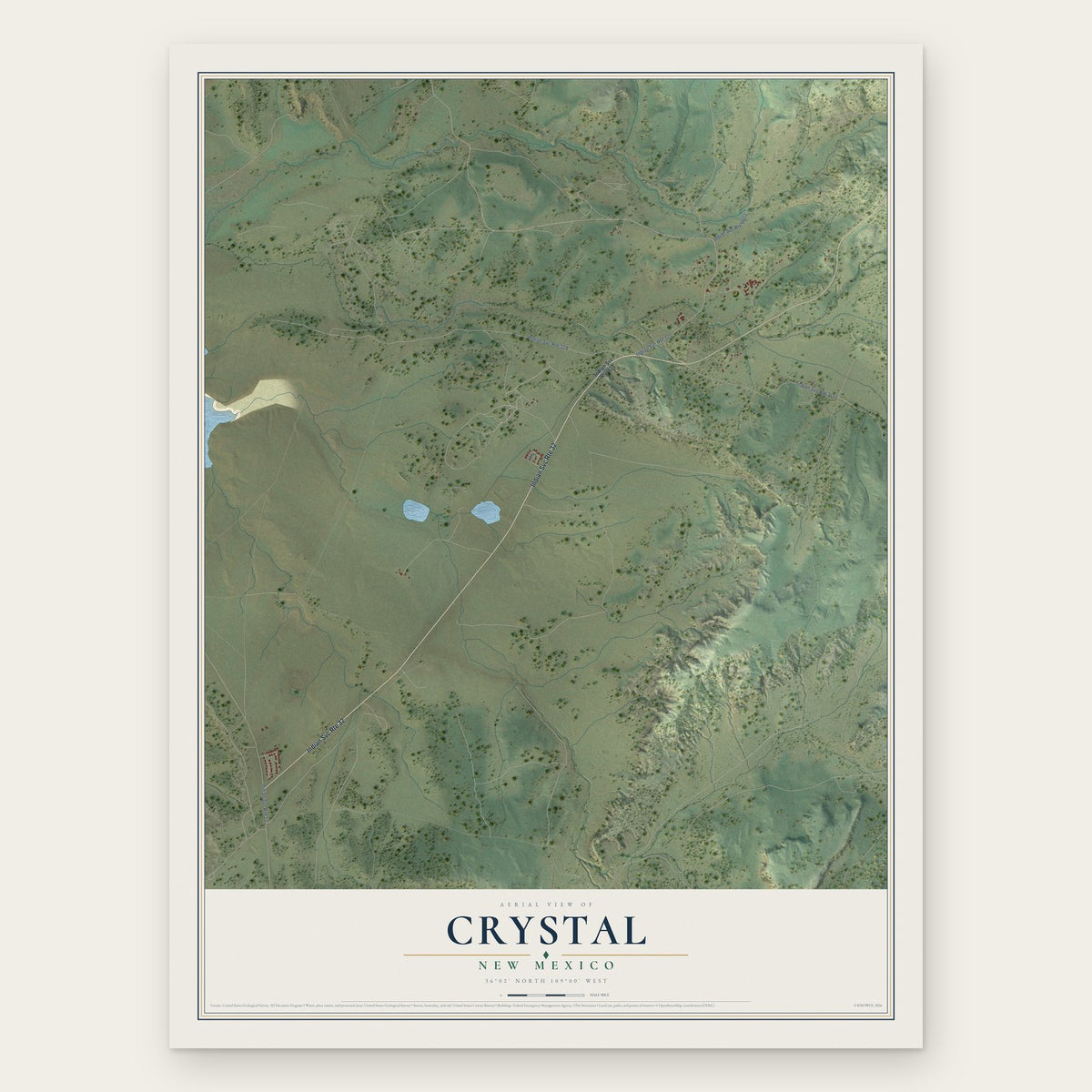 Crystal, New Mexico map print, the full design