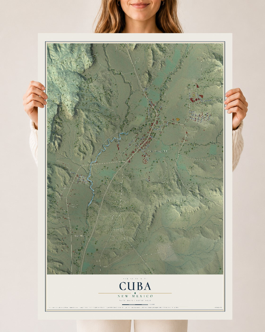 Map of Cuba, New Mexico, 24 x 36 inch unframed archival matte print