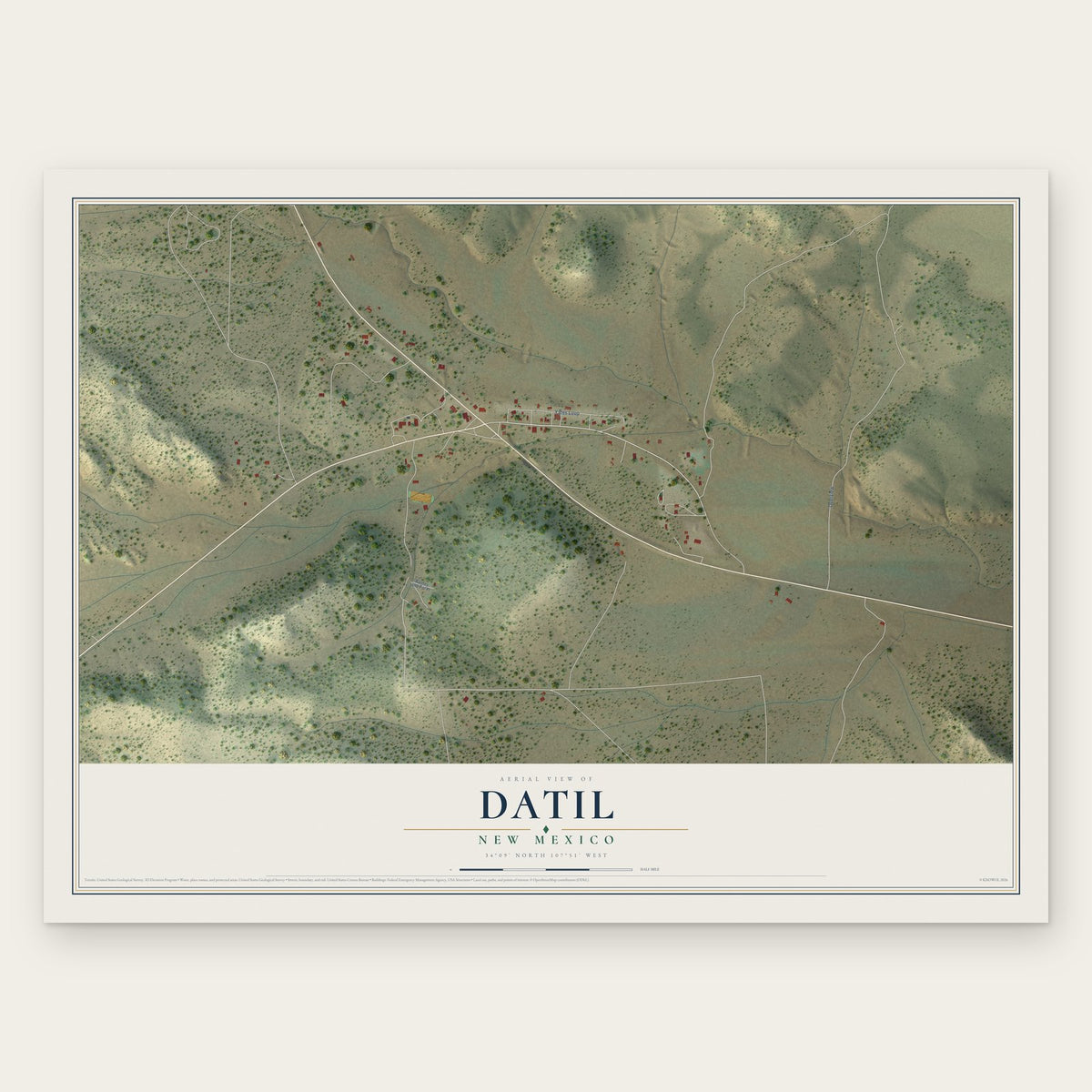 Datil, New Mexico map print, the full design
