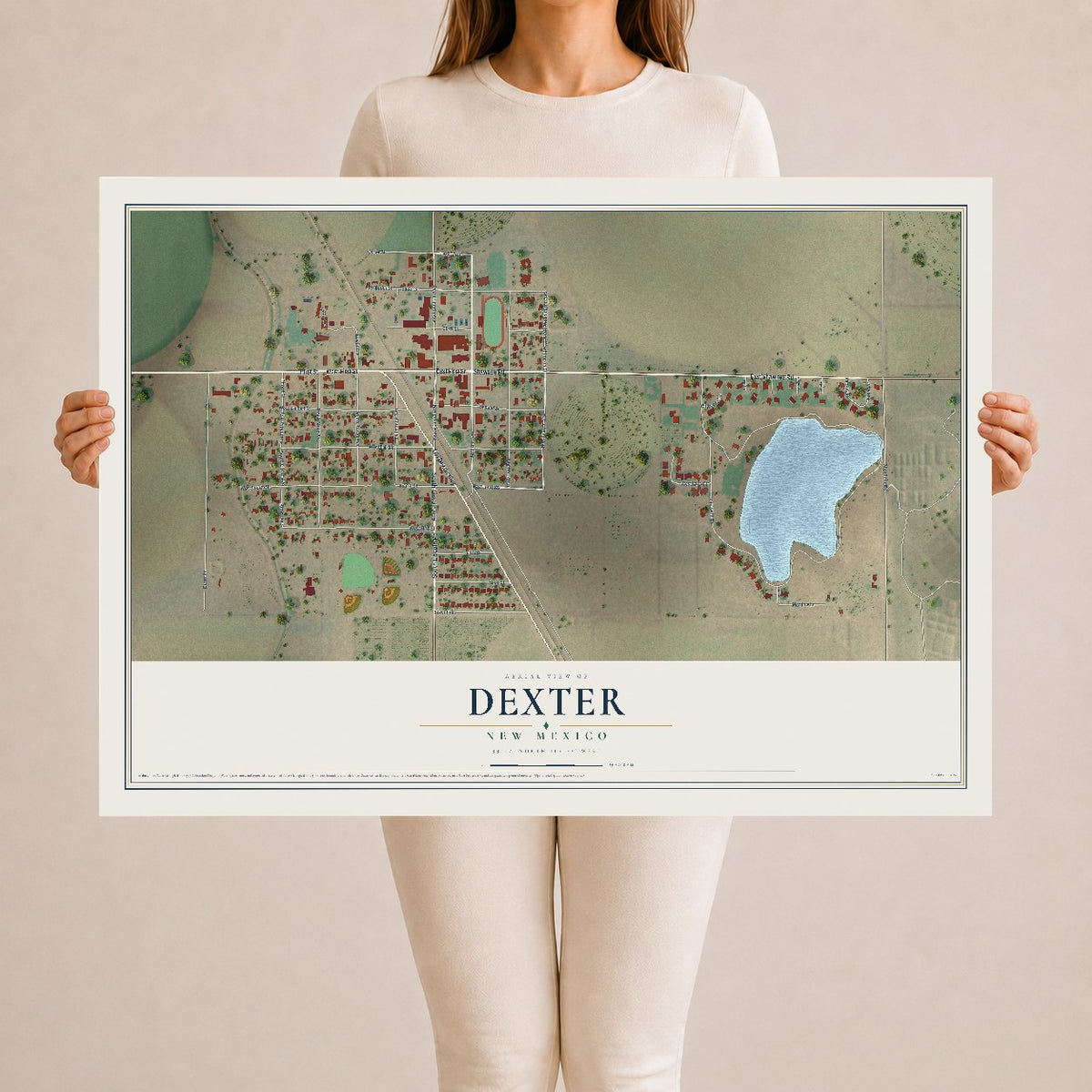 Map of Dexter, New Mexico, 24 x 36 inch unframed archival matte print