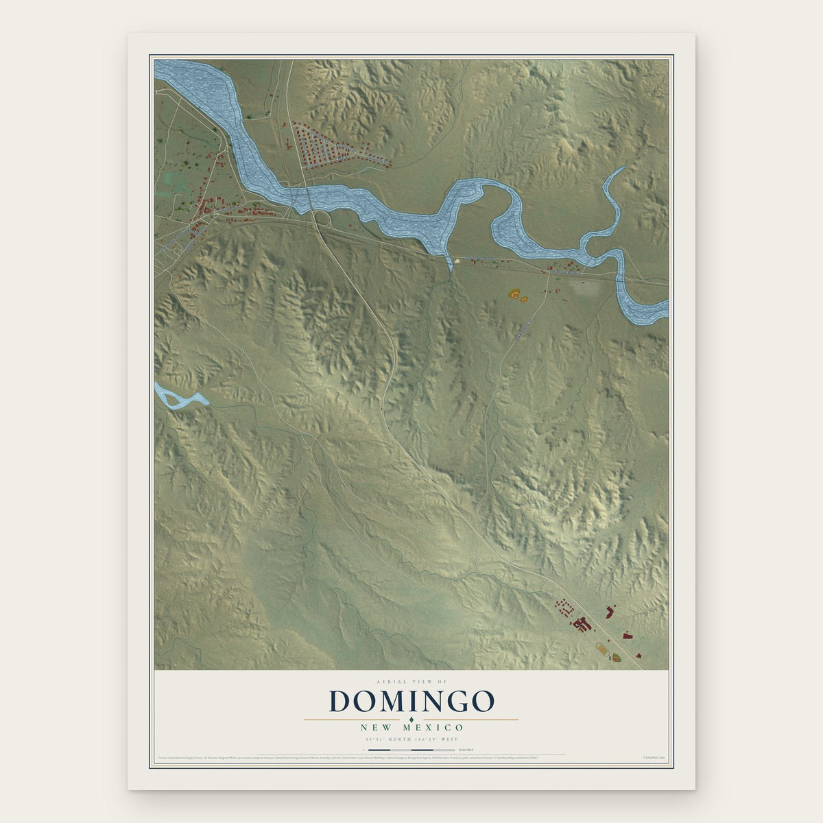 Domingo, New Mexico map print, the full design