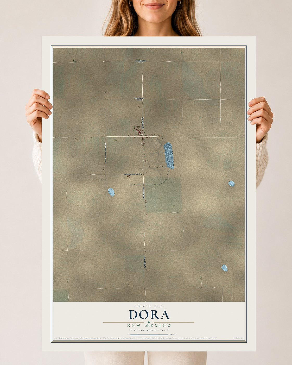 Map of Dora, New Mexico, 24 x 36 inch unframed archival matte print